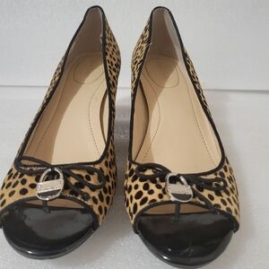 Calvin Klein  Olita 11 Cheetah Pony Hair Peep Toe Shoes